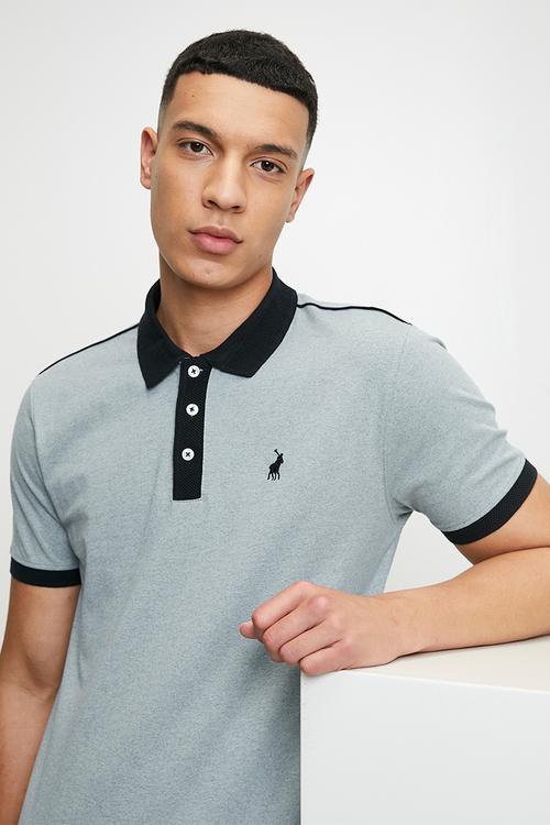 Vishnu contrast collar piping ss golfer - light blue
