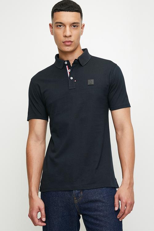 Jenson active badge short sleeve golfer - navy