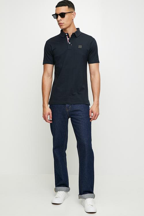 Jenson active badge short sleeve golfer - navy