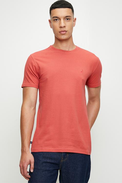 Dorian pique short sleeve T-shirt - dark pink