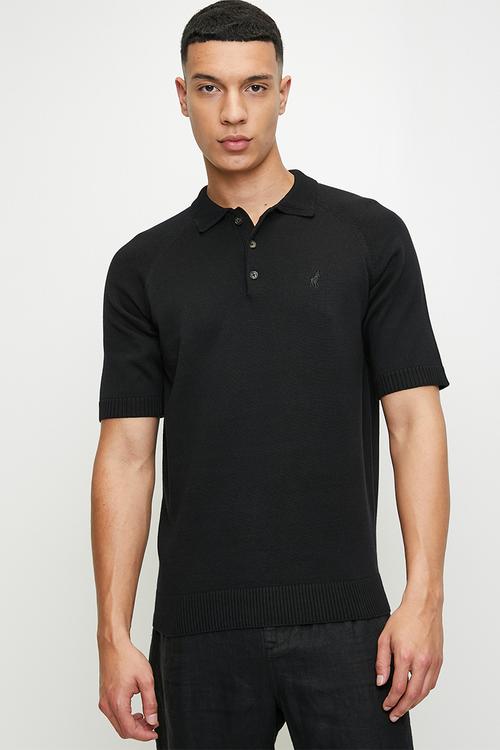 トップス wrapinknot wool POLO-SHIRT / BLACK Knitted Polo - Black