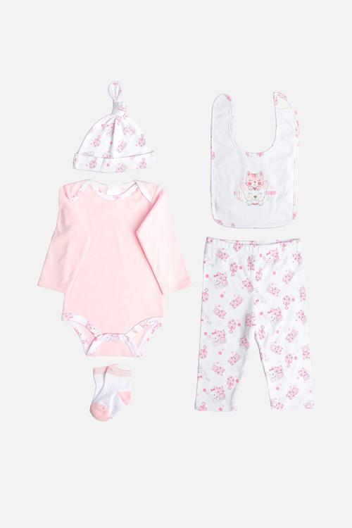 7 Piece gift set - pink & white
