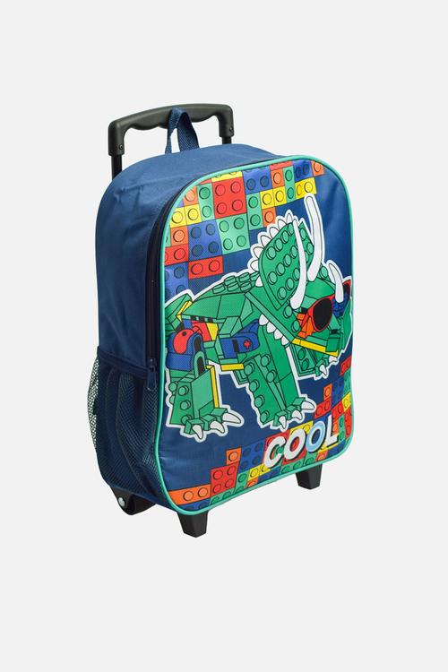 Dino blocks trolley bag - blue & green