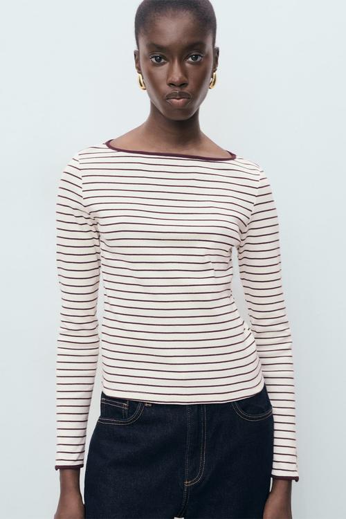 Camiseta porta - dark red & white