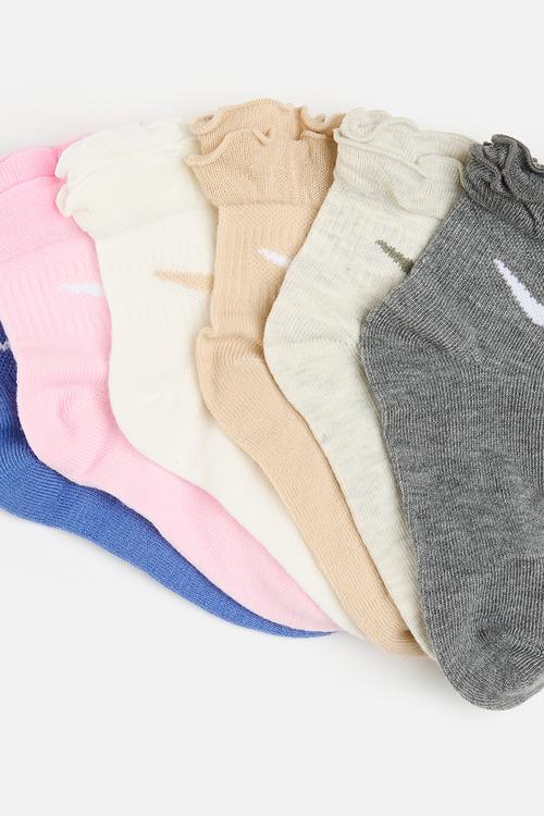 Nike girls ruffle ankle socks 6-pack - multi