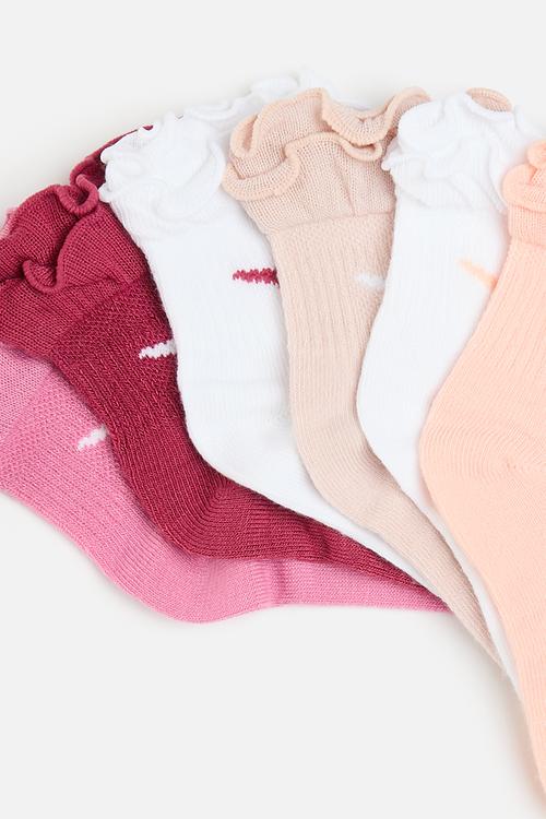 Nike girls ruffle ankle socks 6-pack - multi