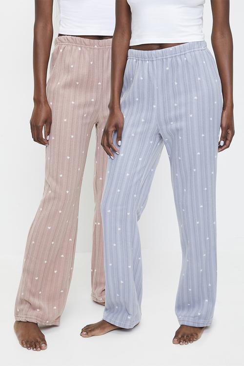 2 pack with heart polar winter knitted pajama bottoms - multi