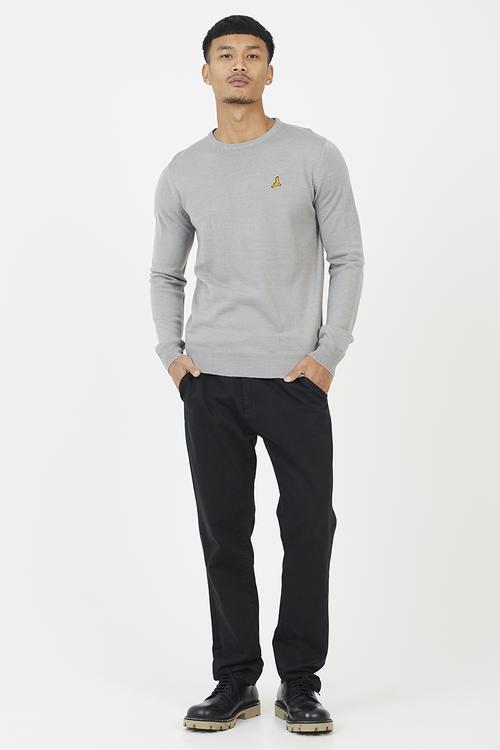 Crew Neck Jumper - Silver Grey Marl