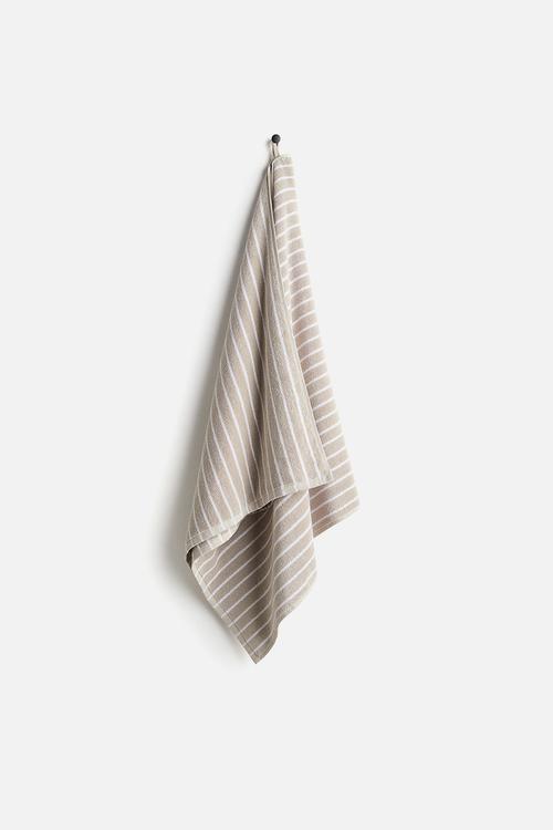 Striped bath towel - beige