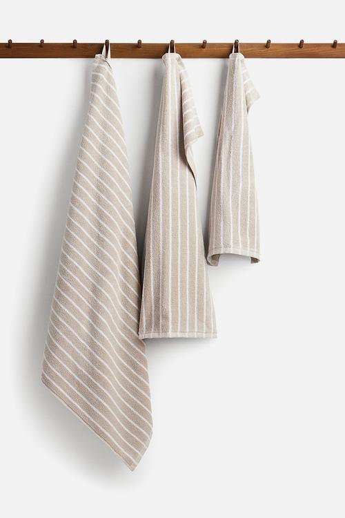Striped bath towel - beige
