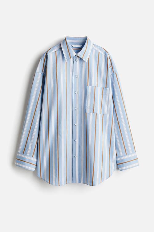 Poplin shirt - light blue striped