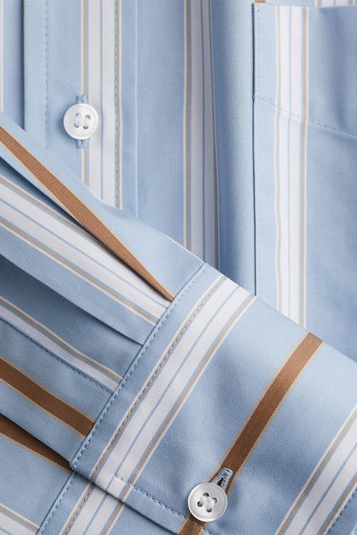 Poplin shirt - light blue striped