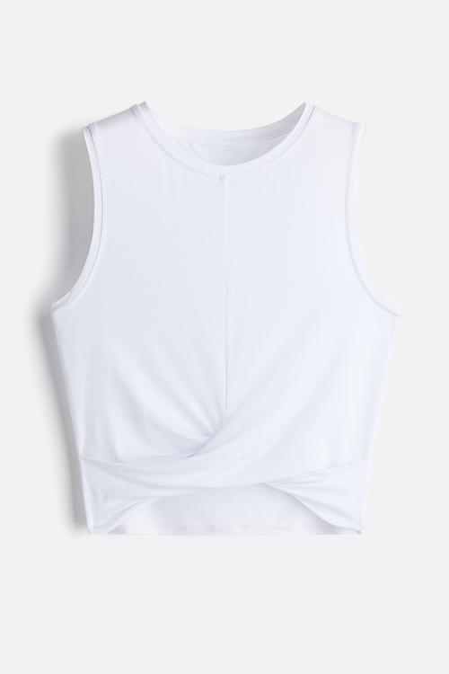 Twist-detail pilates top - white