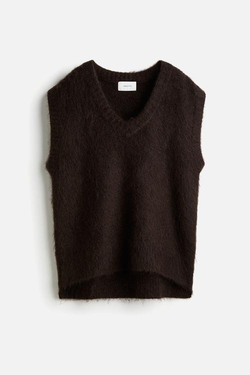 Mohair-blend sweater vest - dark brown