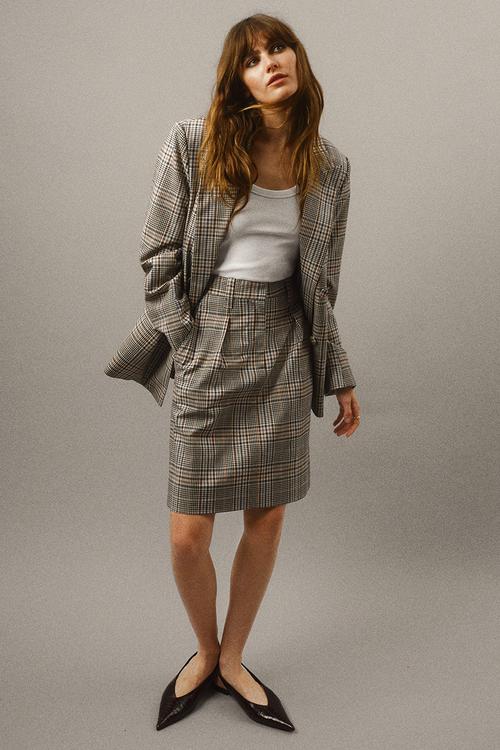 Twill skirt - light grey checked
