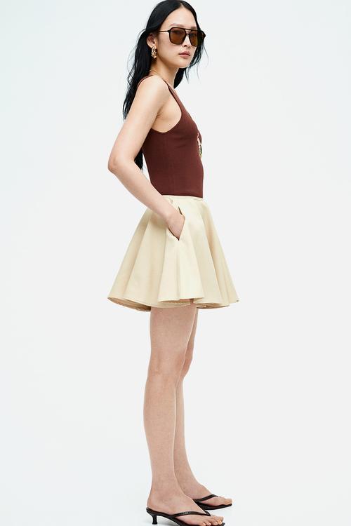 Circular mini skirt -  light beige 