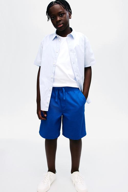 Cotton twill shorts - bright blue
