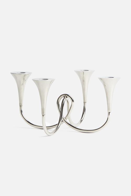 Metal candelabra - silver-coloured