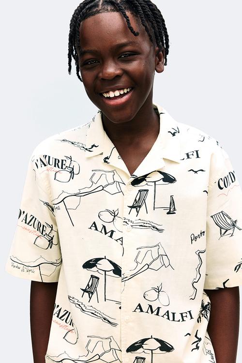 Cotton resort shirt - cream amalfi