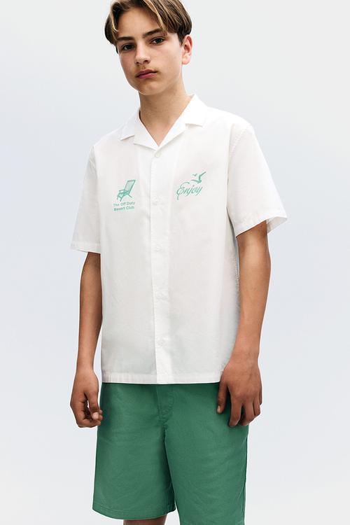 Cotton resort shirt - white enjoy
