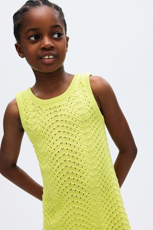 Textured cotton dress - lime green 