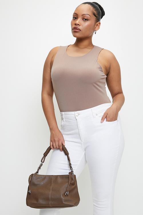 Elodie knotted strap tote bag - brown