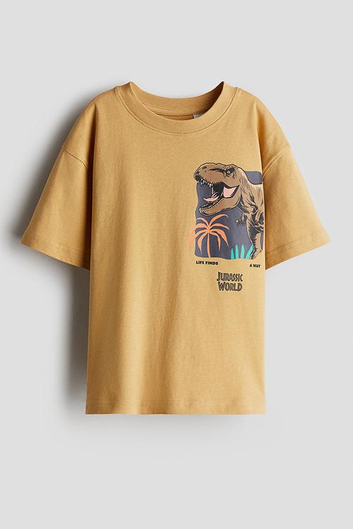 Oversized printed T-shirt - beige/jurassic world