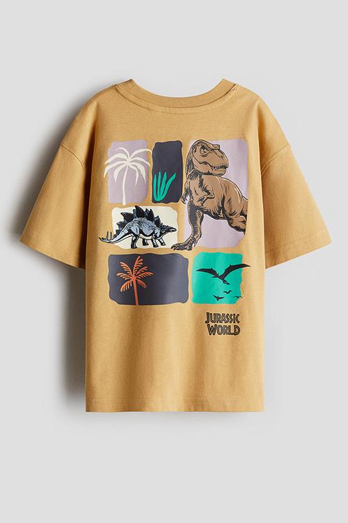 Oversized printed T-shirt - beige/jurassic world