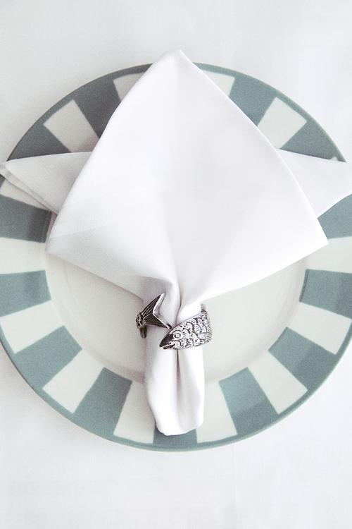 2-Pack fish-shaped napkin rings - silver-coloured