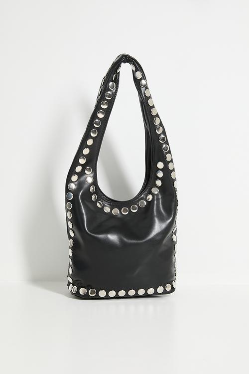 Kenna studded bucket bag - black