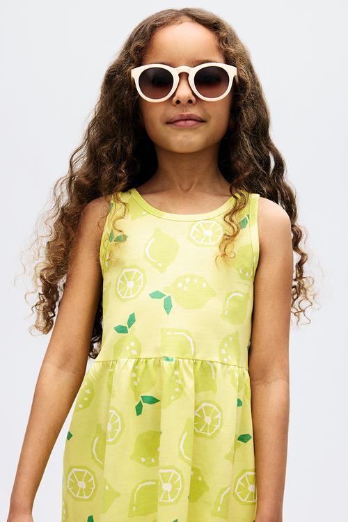 Patterned cotton dress - yellow/lemons