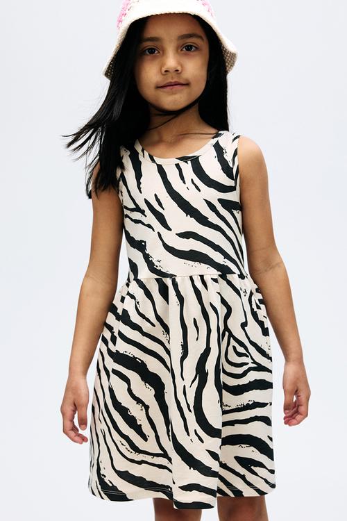 Patterned cotton dress - white/zebra print