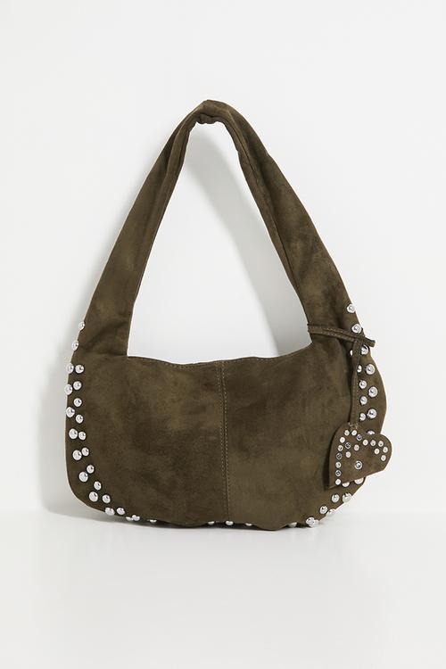 Geneva studded hobo bag - olive