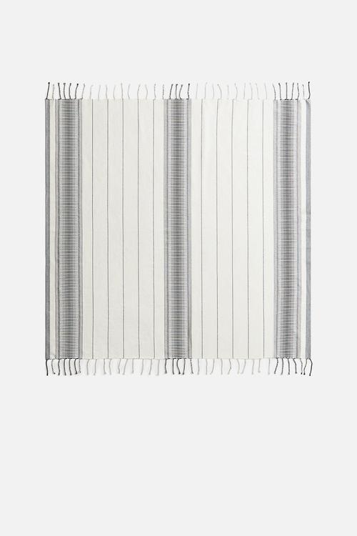 Jacquard-weave beach towel - white & black striped