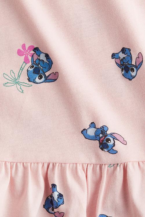 Printed cotton dress - pink lilo & stitch 