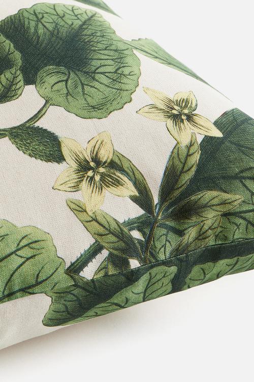 Patterned cushion cover - light beige/floral 