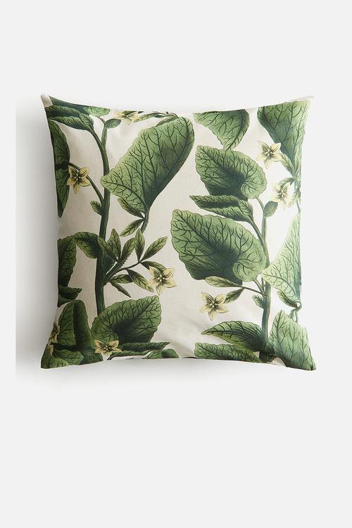 Patterned cushion cover - light beige/floral 