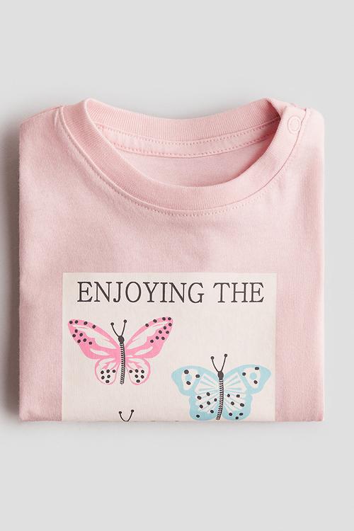 Printed cotton T-shirt - light pink enjoying the beauty 