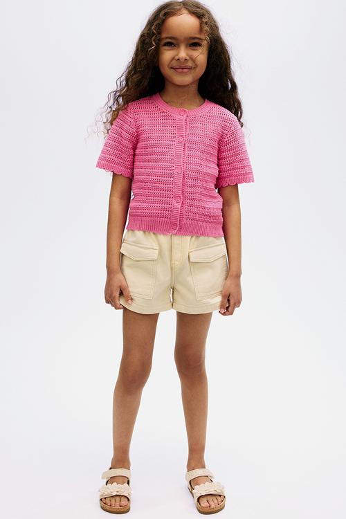 Pointelle-knit cardigan - pink