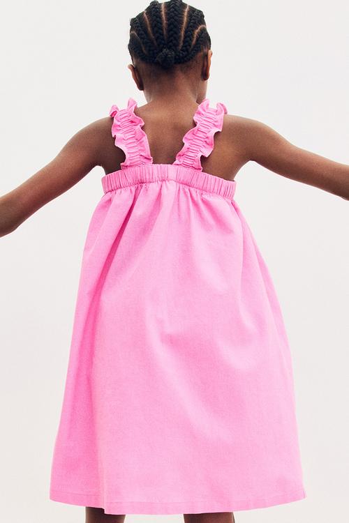 Linen-blend dress - pink