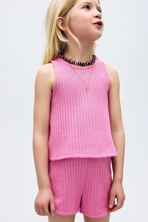 Textured-knit vest top - cerise