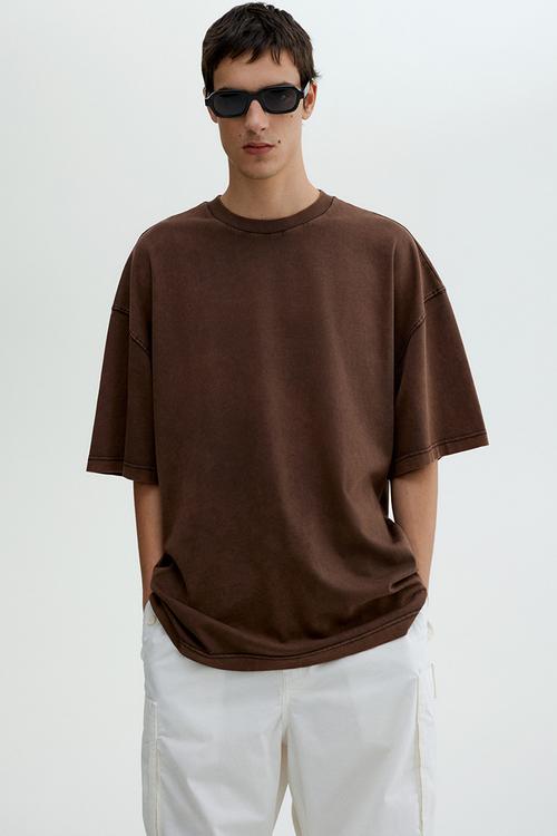 Oversized fit t-shirt - brown