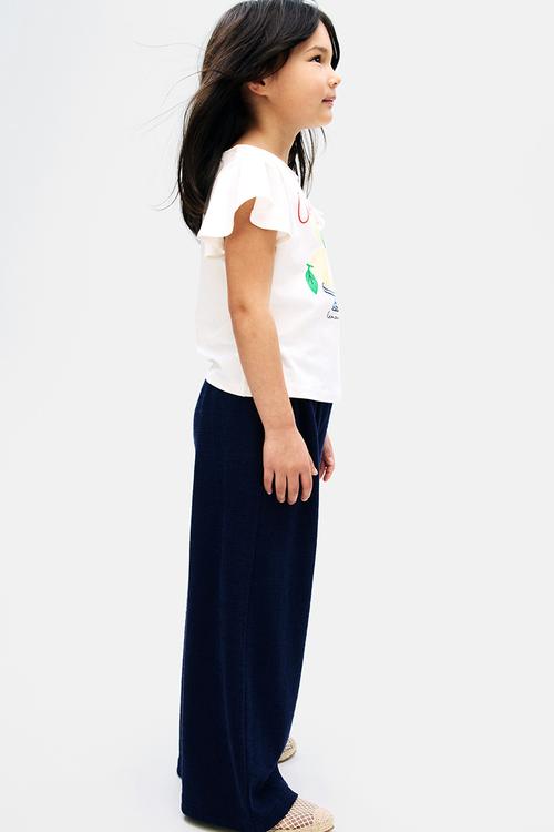 Wide leg jersey trousers - navy blue