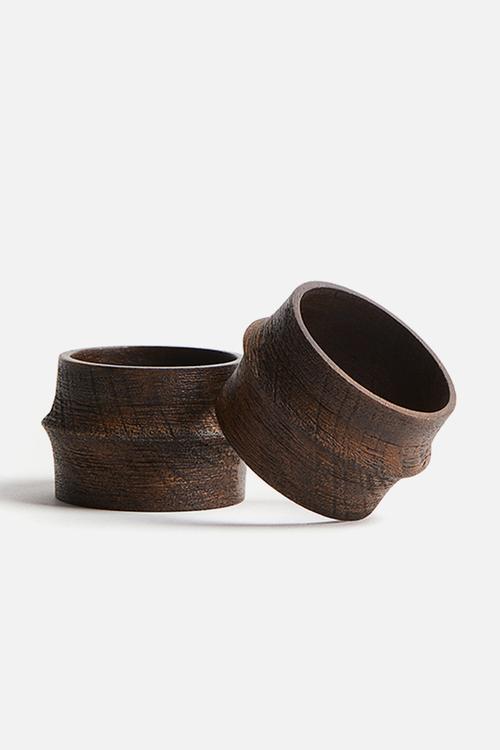 2-pack wooden napkin rings - brown