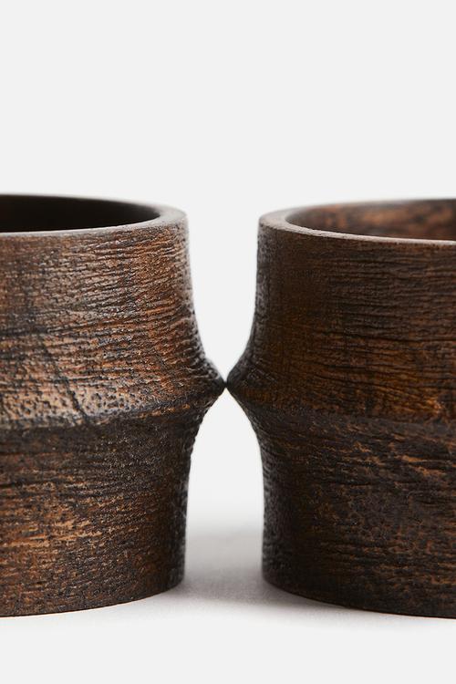 2-pack wooden napkin rings - brown