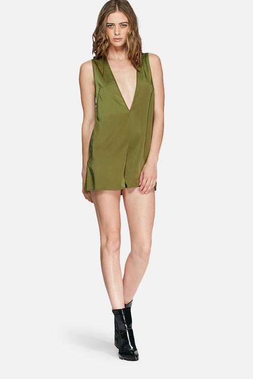 Satin plunge playsuit