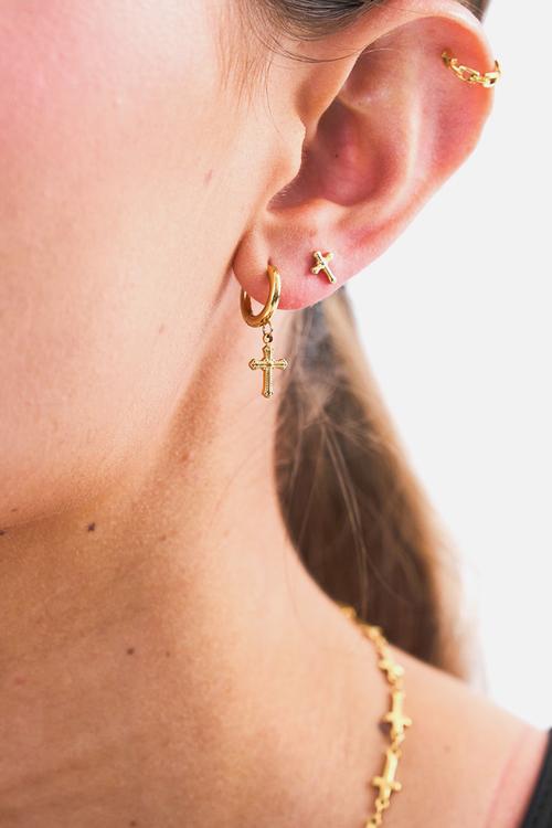Cross Studs - Gold