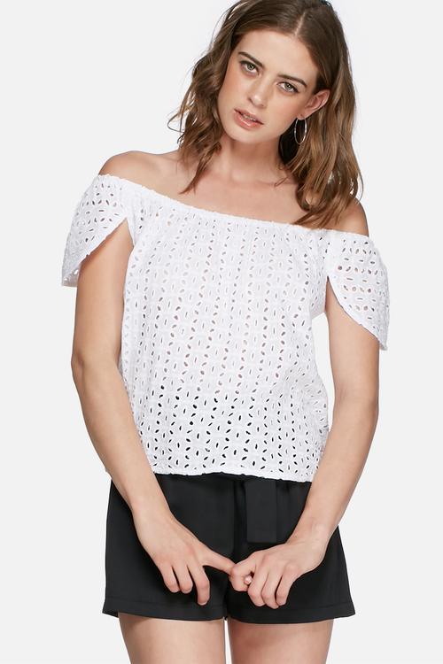 Lace off shoulder blouse