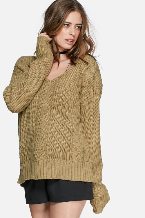 V-neck cable jumper