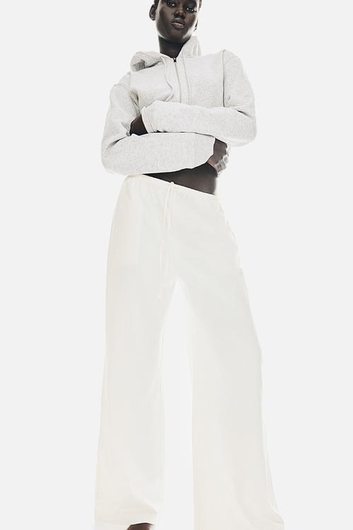 Cotton drawstring trousers - white